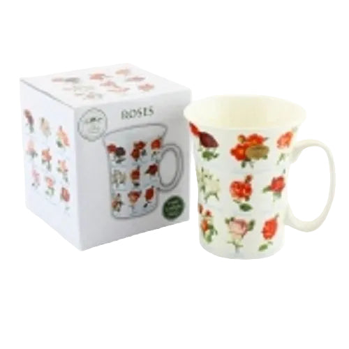 Rose Lovers Multi Rose Breeds Fluted Fine China Mug in a Gift Box - hanrattycraftsgifts.co.uk