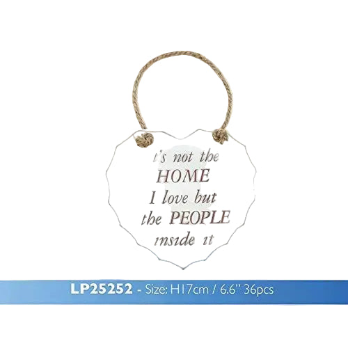 White "Its not the Home I love but the people inside it" Shabby Chic Hanging Plaque - hanrattycraftsgifts.co.uk