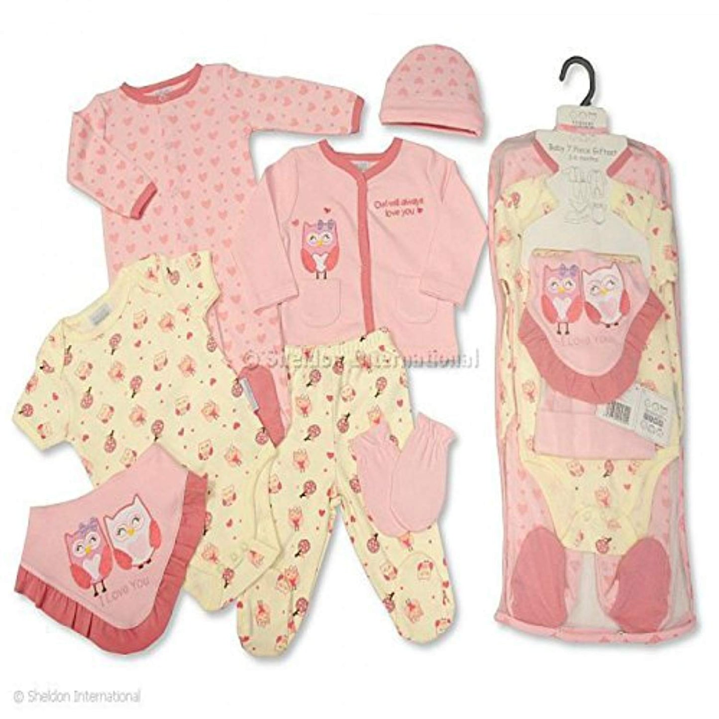 Baby Gift Set for Boy or Girl - 7 Piece Layette in a Mesh Bag - Nursery Time Little Digger, Newborn - hanrattycraftsgifts.co.uk