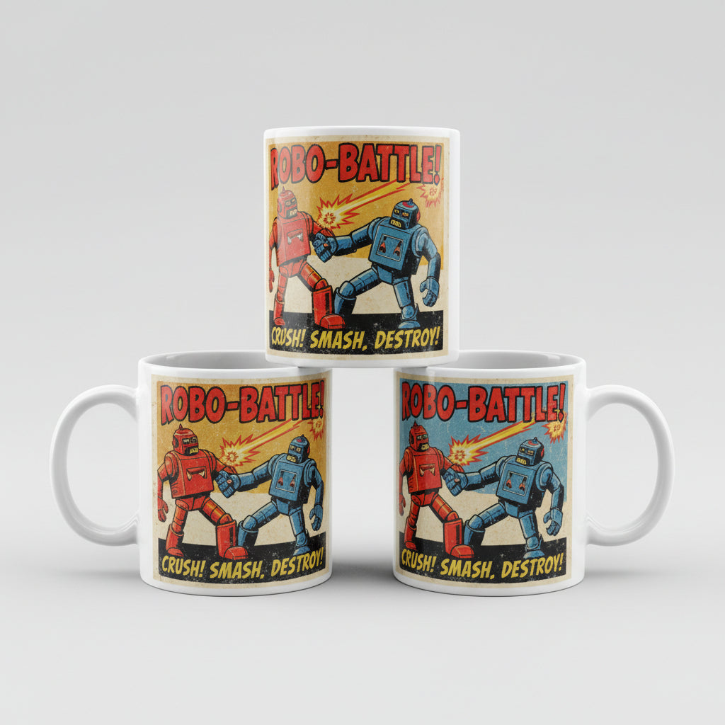 Retro Jumbo Mugs Robot War - hanrattycraftsgifts.co.uk