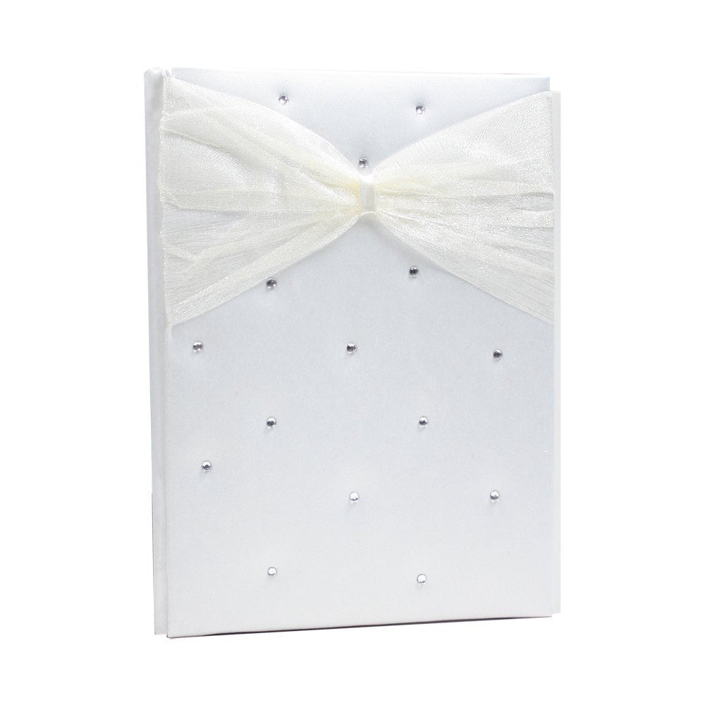 hearts entwined wedding planner (cream with silver diamontes) and cream ribbon - hanrattycraftsgifts.co.uk