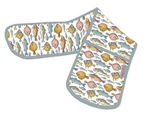Emma Ball FISHES DOUBLE OVEN GLOVE - hanrattycraftsgifts.co.uk