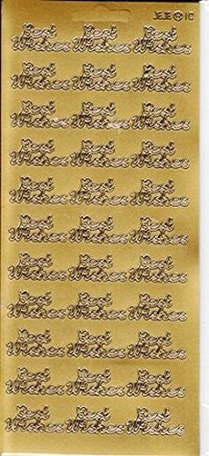 Peel Off's - Sentiments - Best Wishes - Small - Gold - hanrattycraftsgifts.co.uk