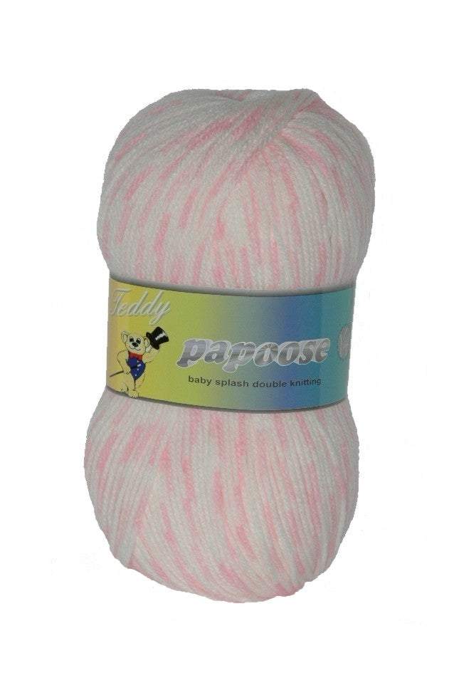 Teddy Papoose DK baby pink splash 100grm