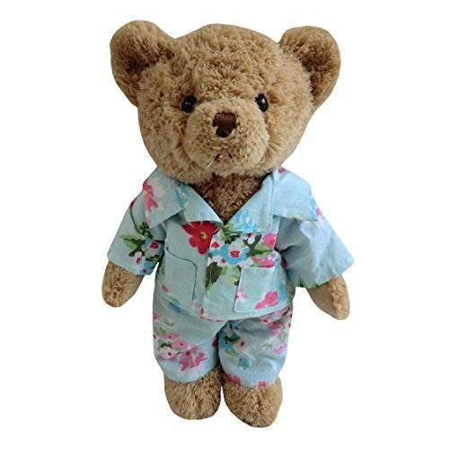 TEDDY BEAR WITH BLUE FLORAL PJ'S - hanrattycraftsgifts.co.uk