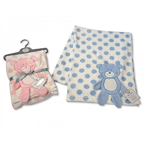 Baby Wrap with Large Teddy Applique blue - hanrattycraftsgifts.co.uk