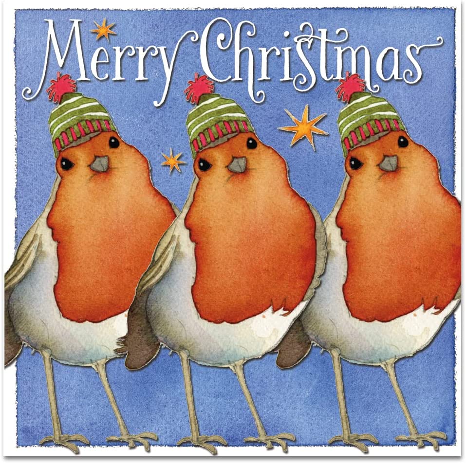Dancing Robins Xmas Cards Pack of 6 Three Robins Christmas Cards by Emma Ball