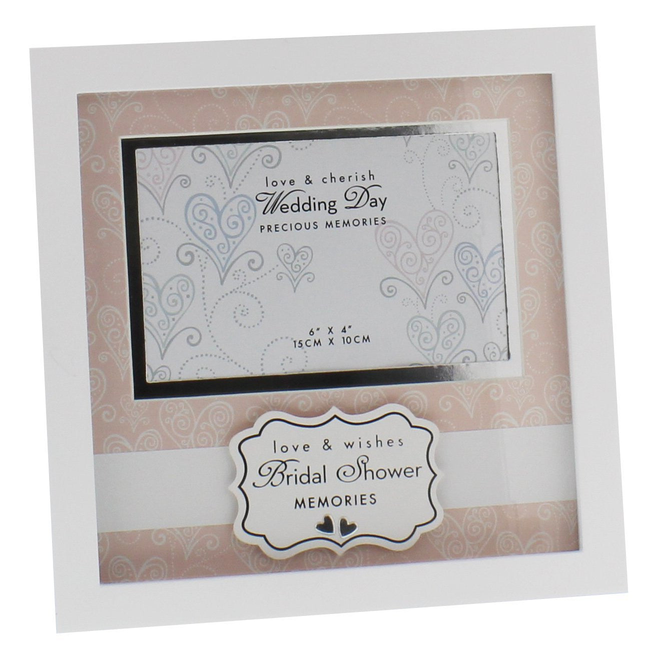 Love & Cherish Wedding White MDF Frame 6" x 4" Bridal Shower - hanrattycraftsgifts.co.uk