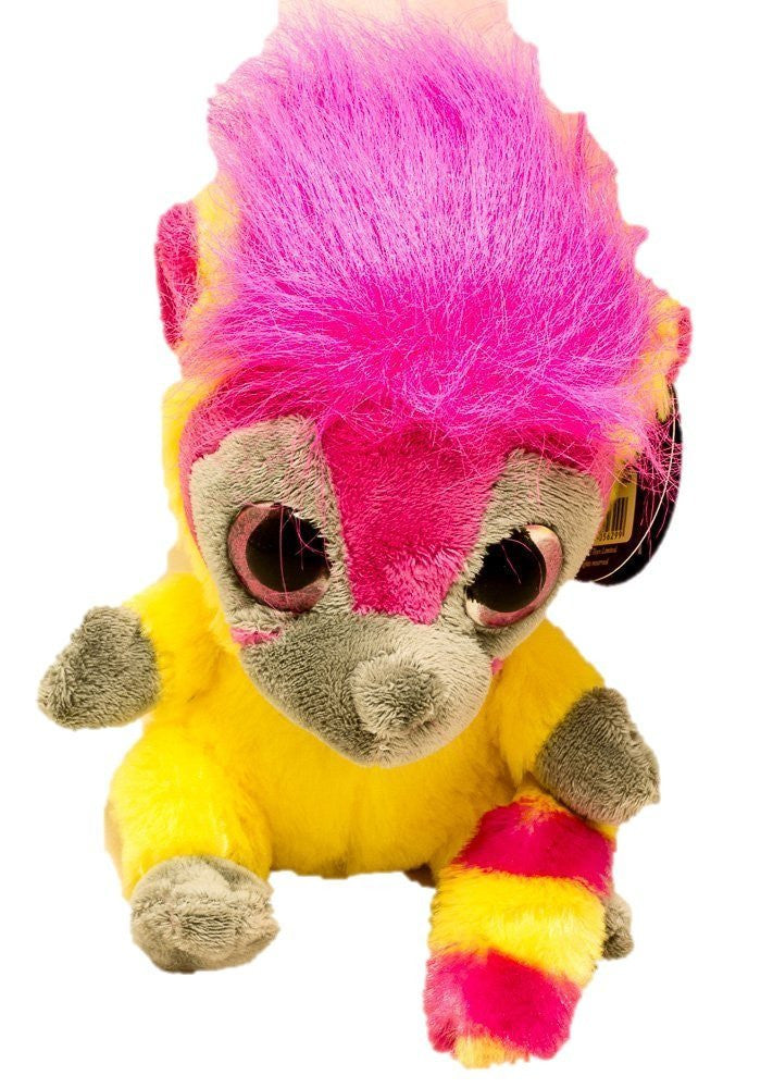 Moonlings 14cm Yellow Lemur with Pink Hair by Keel Toys - hanrattycraftsgifts.co.uk