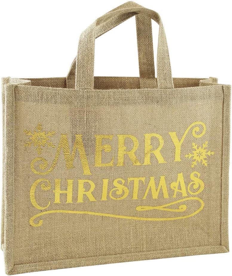 Clairefontaine X-28245-JUTC Jute Canvas Bag Merry Christmas Gold