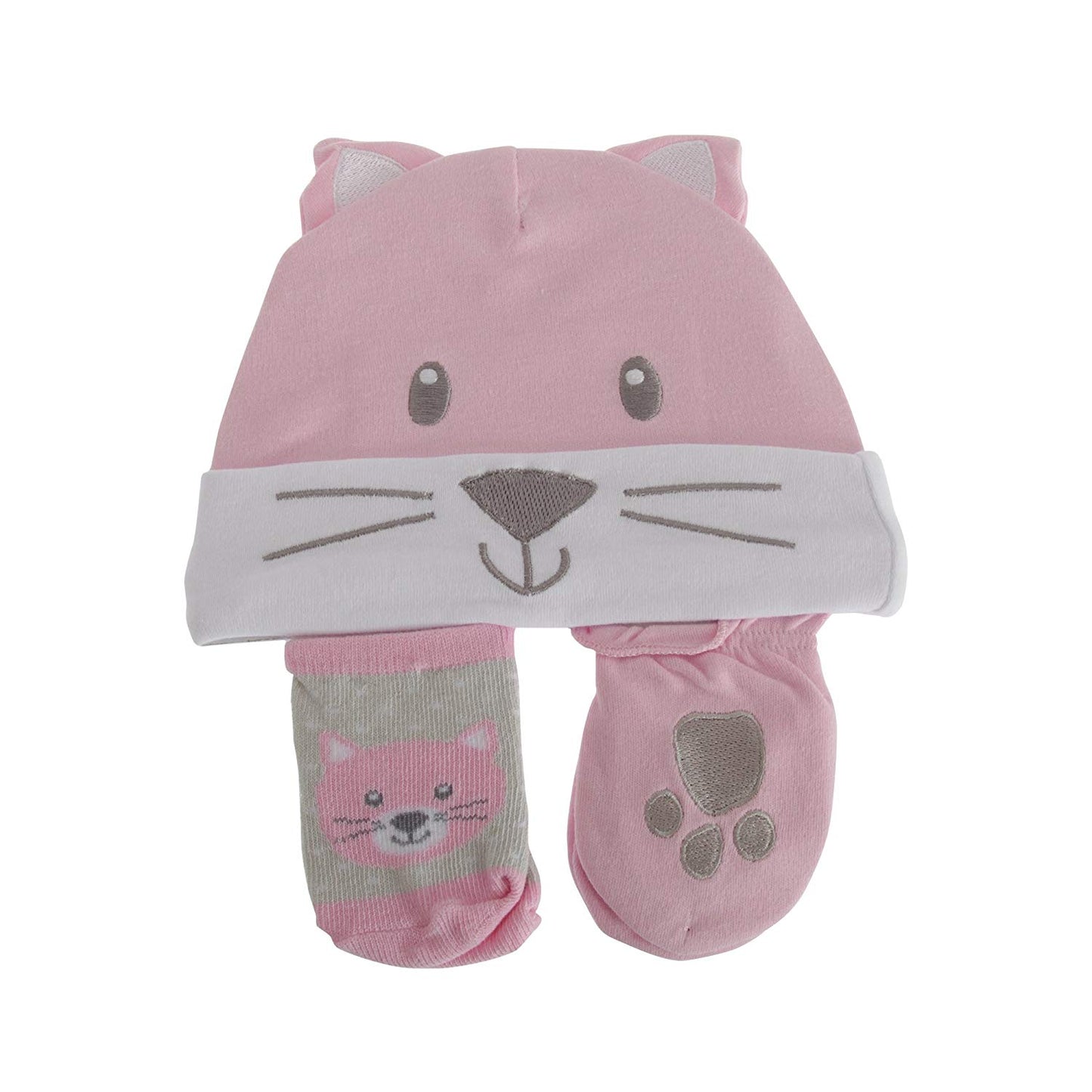 Nursery Time Baby Girls 3 Piece Cat Design Gift Set - hanrattycraftsgifts.co.uk