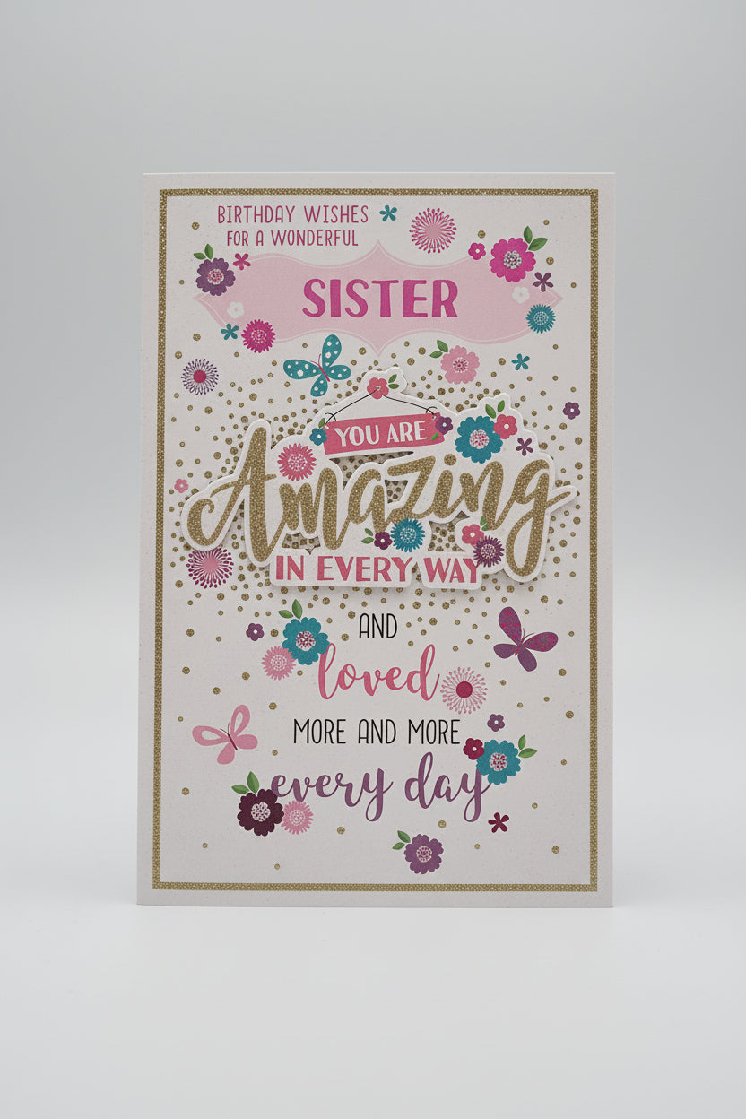 birthday wishes for a wonderful sister birthday card multi inserts