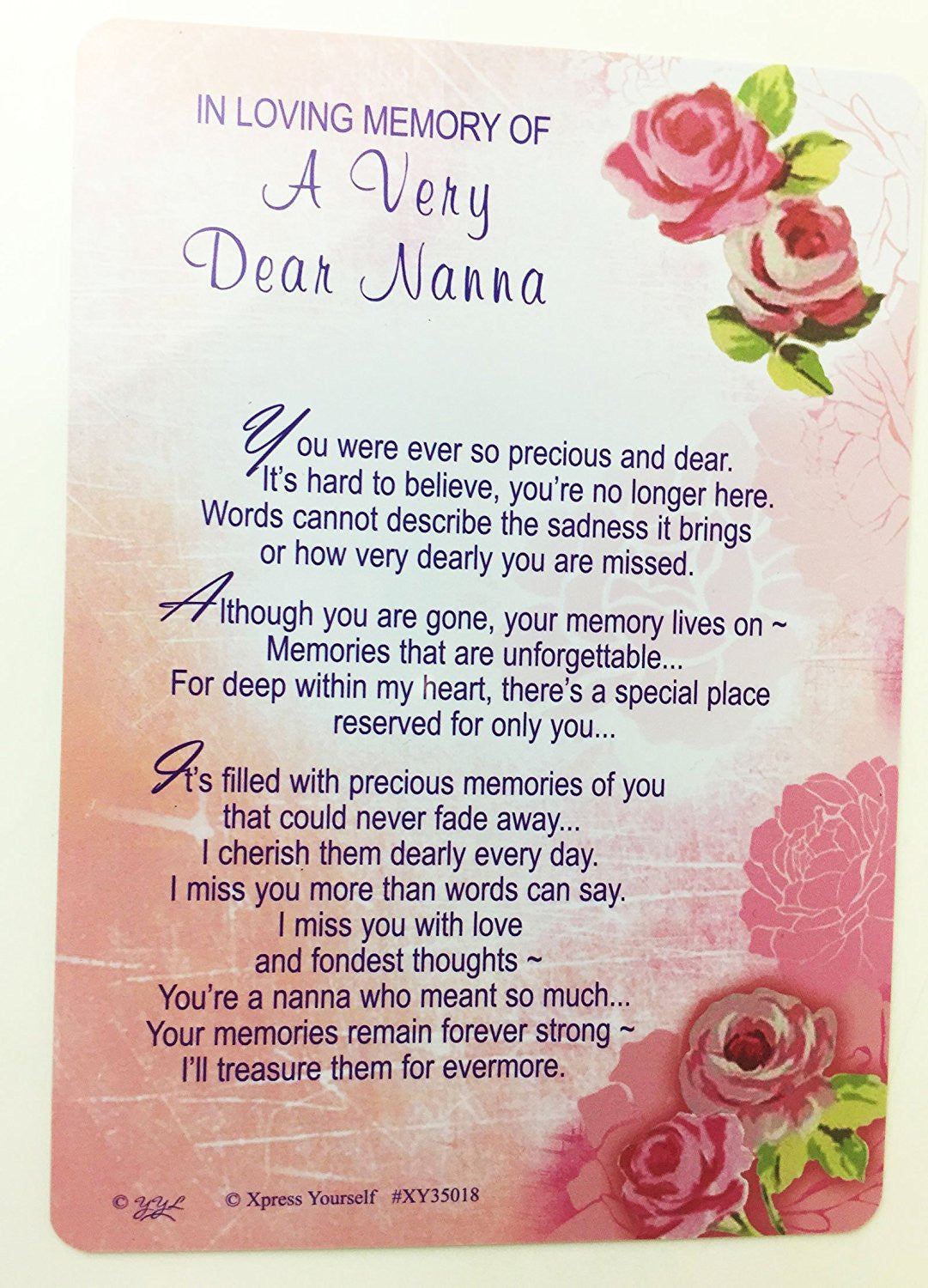 Grave Card - In Loving Memory Of A Very Dear Nanna - hanrattycraftsgifts.co.uk