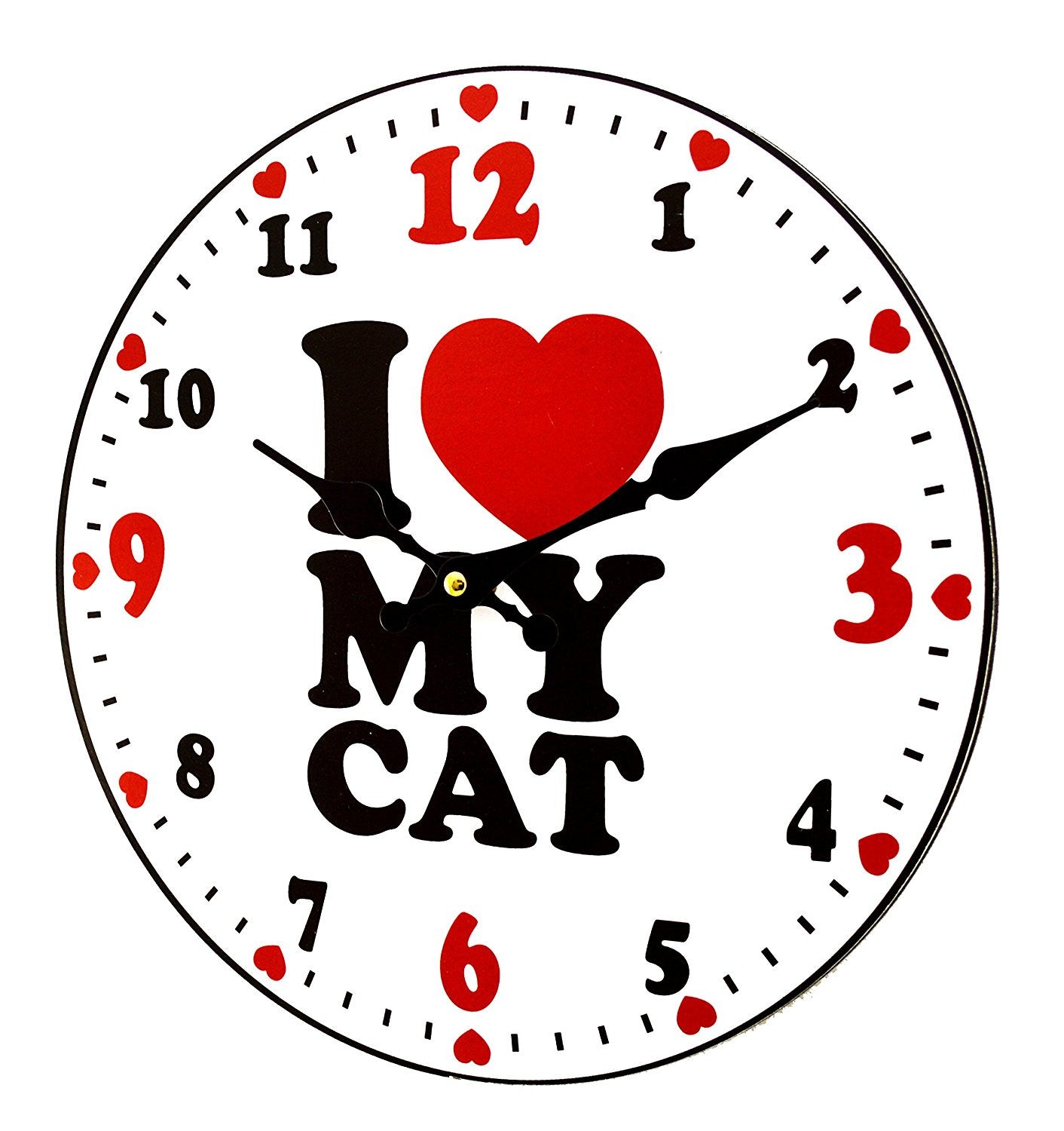 I Love my Cat Bold Bright 30cm Quartz Wall Clock - hanrattycraftsgifts.co.uk