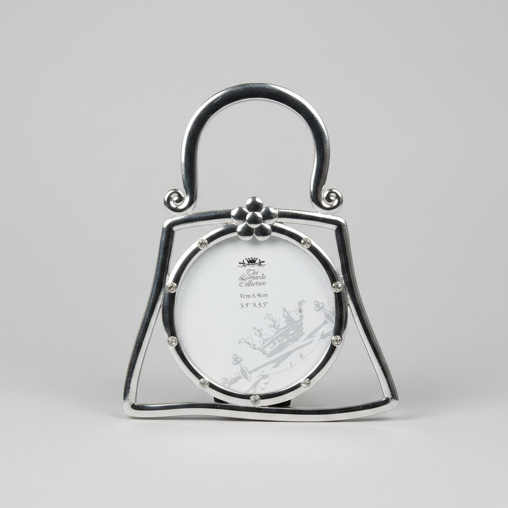 the leonardo collection 3.5x3.5ichs silver plated handbag photo frame - hanrattycraftsgifts.co.uk