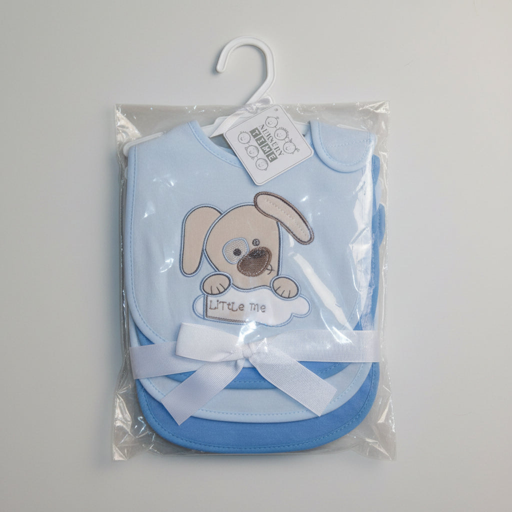 nursery time bib set one pattern 3plain 4piece set blue - hanrattycraftsgifts.co.uk
