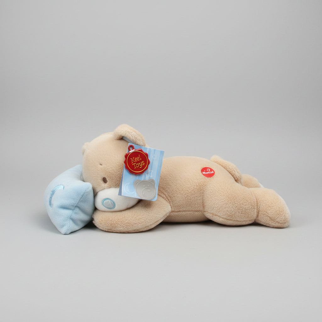blue nursery bear blue 30cms with pillow musical - hanrattycraftsgifts.co.uk