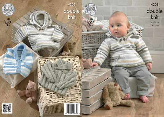 King Cole 4205 Knitting Pattern Baby Set to Knit in Candystripe and Big Value Baby DK
