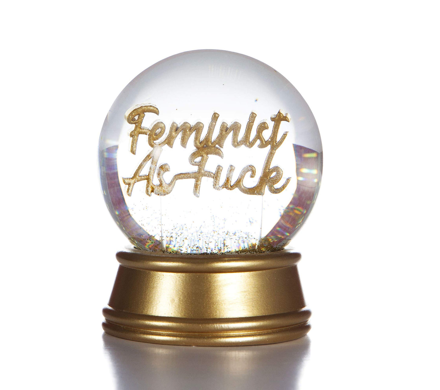 Boxer Gifts Feminist As F**k Novelty Glitter Snow Globe Ornament | Fun Christmas & Birthday Gift For Her, Gold