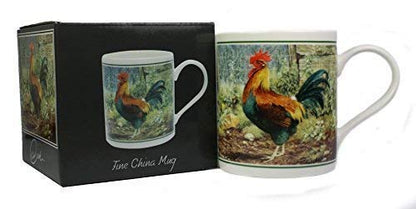 Rooster Fine Art Watercolour Fine China Mug
