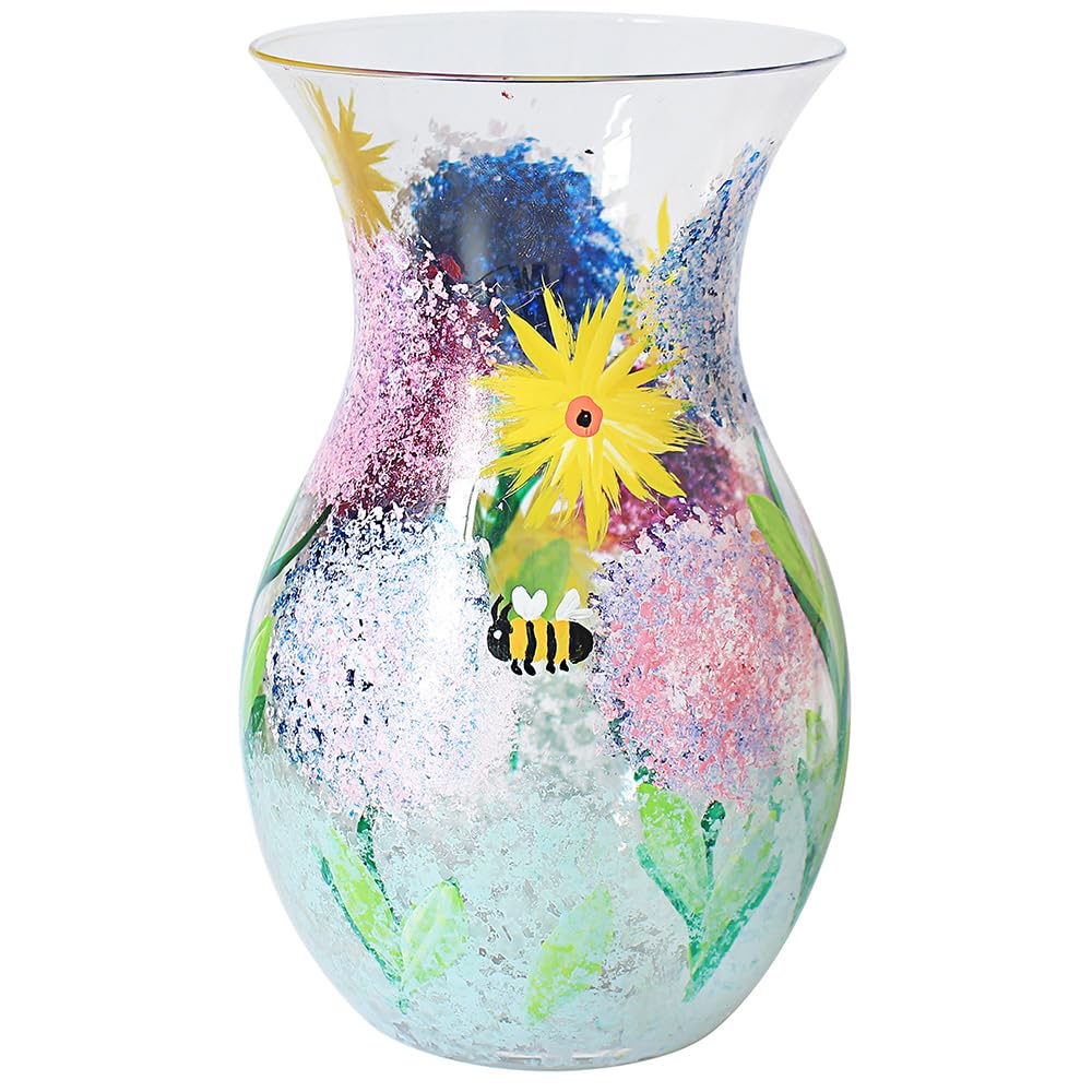 Flower Vase Glass Alliums & Bees