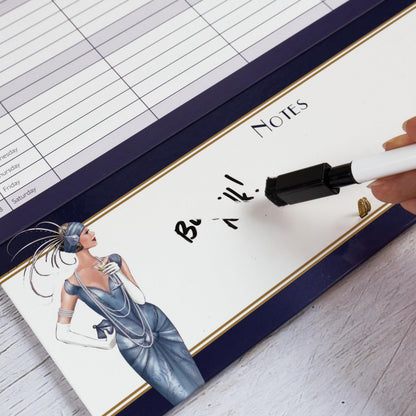 Claire Coxon Art Deco 2026 Family Organiser Wall Calendar | Large 4-Column Monthly Planner with Wipe-Clean Notes, Pen & Hanging Loop