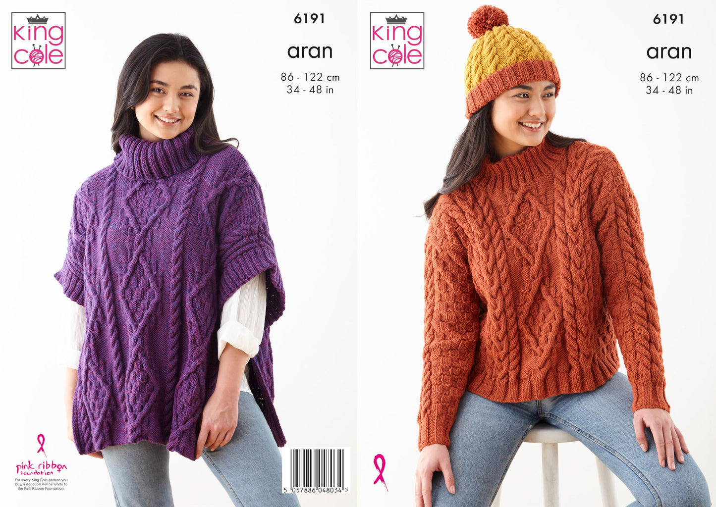 King Cole Women's Knitting Pattern, Double Knit Cape, Sweater and Hat (6191), 34” – 48” (86cm – 122cm)