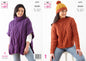 King Cole Women's Knitting Pattern, Double Knit Cape, Sweater and Hat (6191), 34” – 48” (86cm – 122cm)