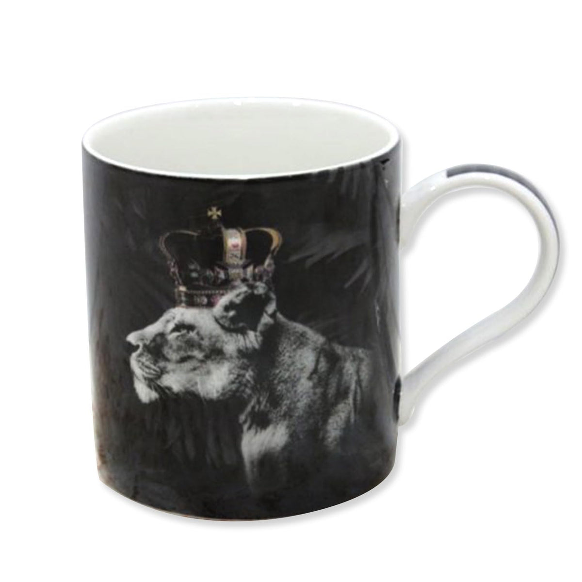 lesser and pavey LP34115 Ceramic Mug | Royal Lioness design | 1 Pc, Black & White