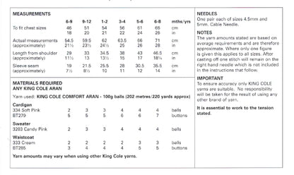 King Cole Kids Knitting Pattern Girls Sweater Cardigan & Waistcoat (6170)