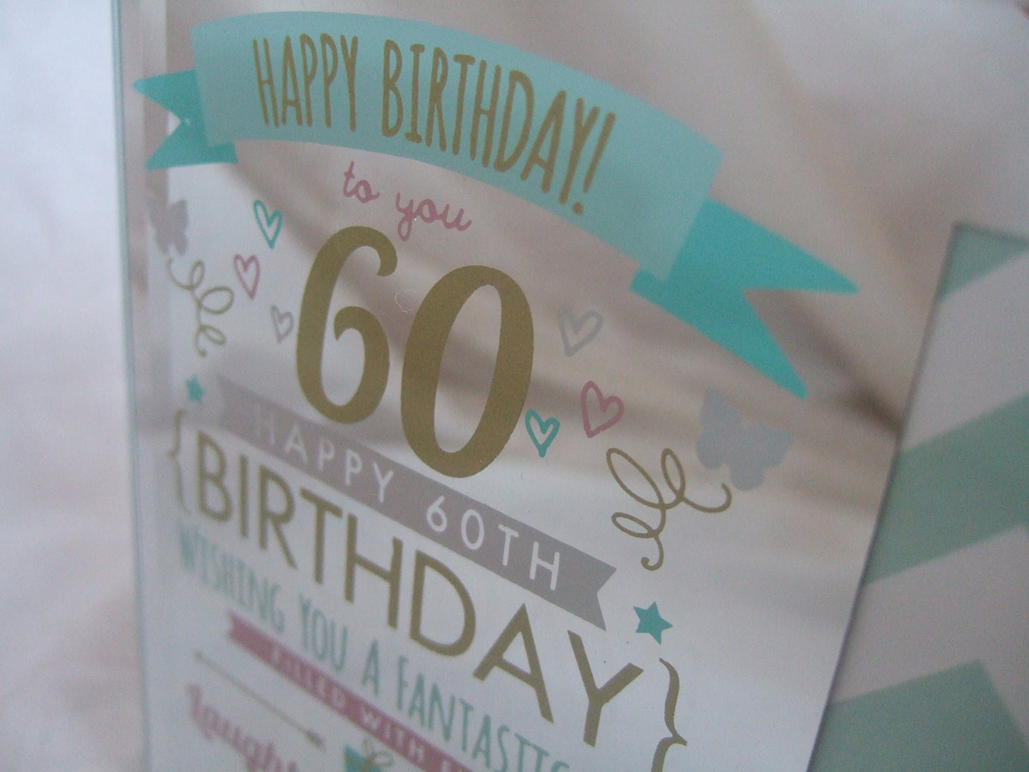 Signography Happy 60th Birthday Silver Mirrored Glass Photo Frame - 6"x4" Aperture