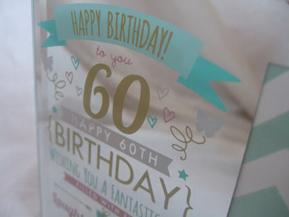 Signography Happy 60th Birthday Silver Mirrored Glass Photo Frame - 6"x4" Aperture