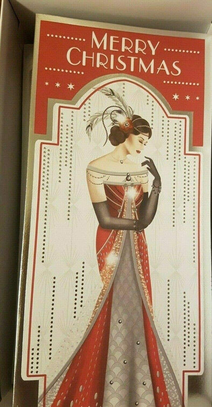 Prelude Art Deco - Box of 18 Glittered Slim Christmas Cards