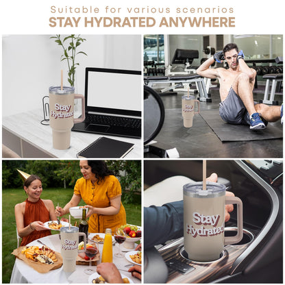 The Leonardo Collection Stay Hydrated Double Walled Stainless Steel Drink Cup 1200ml for Kitchen | Lovely Coffee Cup Set for Home & Office | Coffee & Tea Cups for Enjoying Hot Drinks