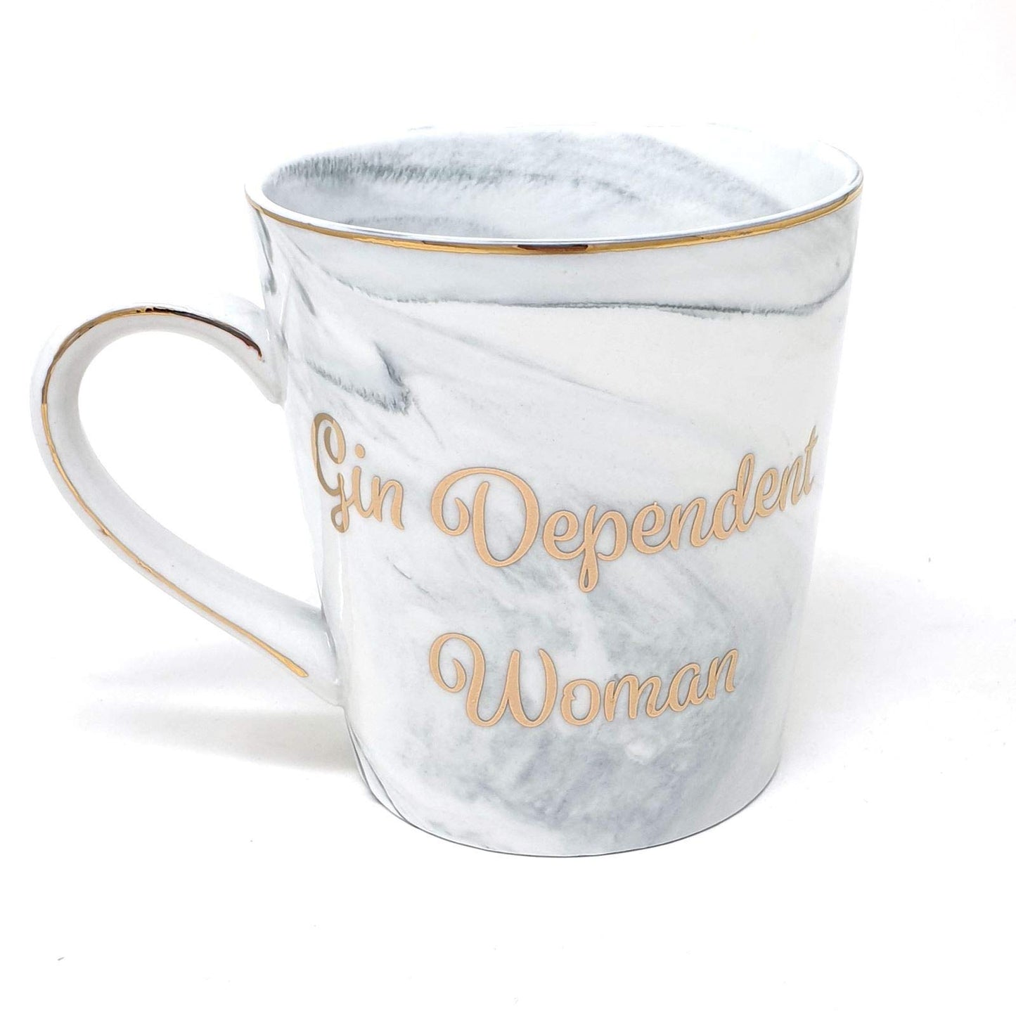 The Leonardo Collection Gin Dependent Woman White Grey Marble Gold Fine China Coffee Tea Mug