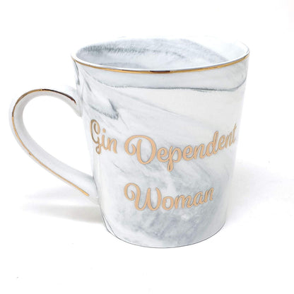 The Leonardo Collection Gin Dependent Woman White Grey Marble Gold Fine China Coffee Tea Mug