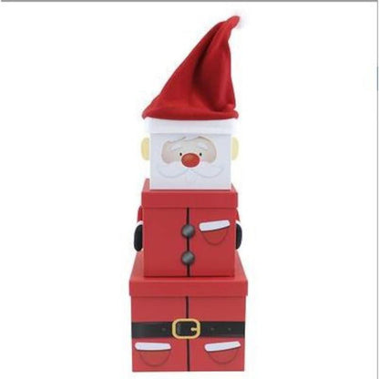 Santa Plush Christmas Large Stackable Gift Boxes - Pack of 3