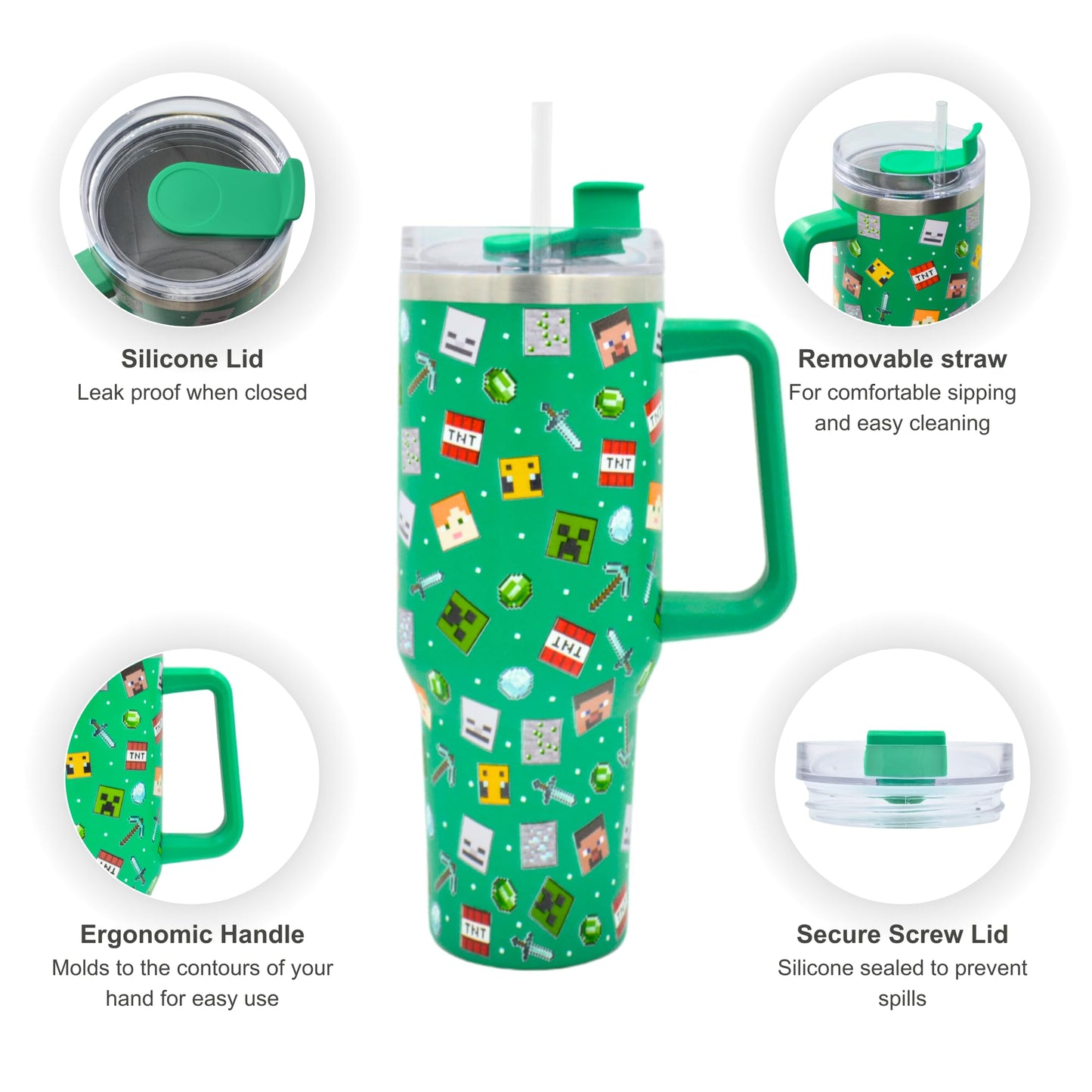 HOX Care Bears - Friendship Insulated Tumbler Stainless Steel Cup with Straw and Handle for Water, Iced Tea, Coffee or Smoothie