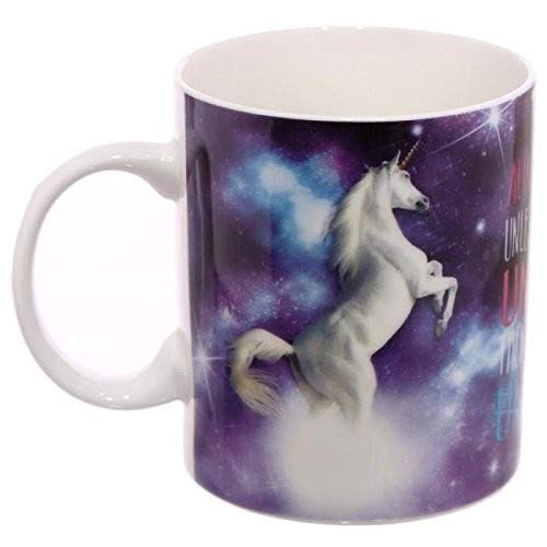 Puckator Majestic Bone China Unicorn Mug, Purple
