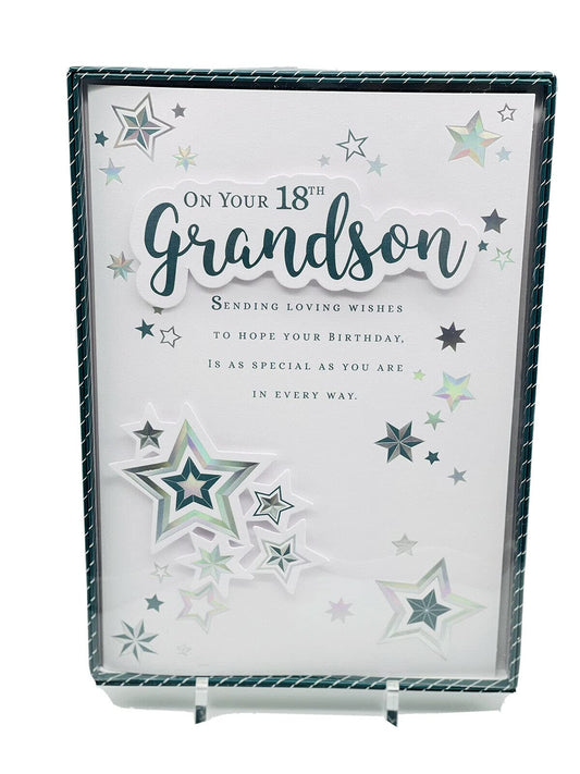 ON YOUR 18TH BIRTDAY GRANDSON BOXED CARD PREMIUM RANGE CARD LOVELY VERSE