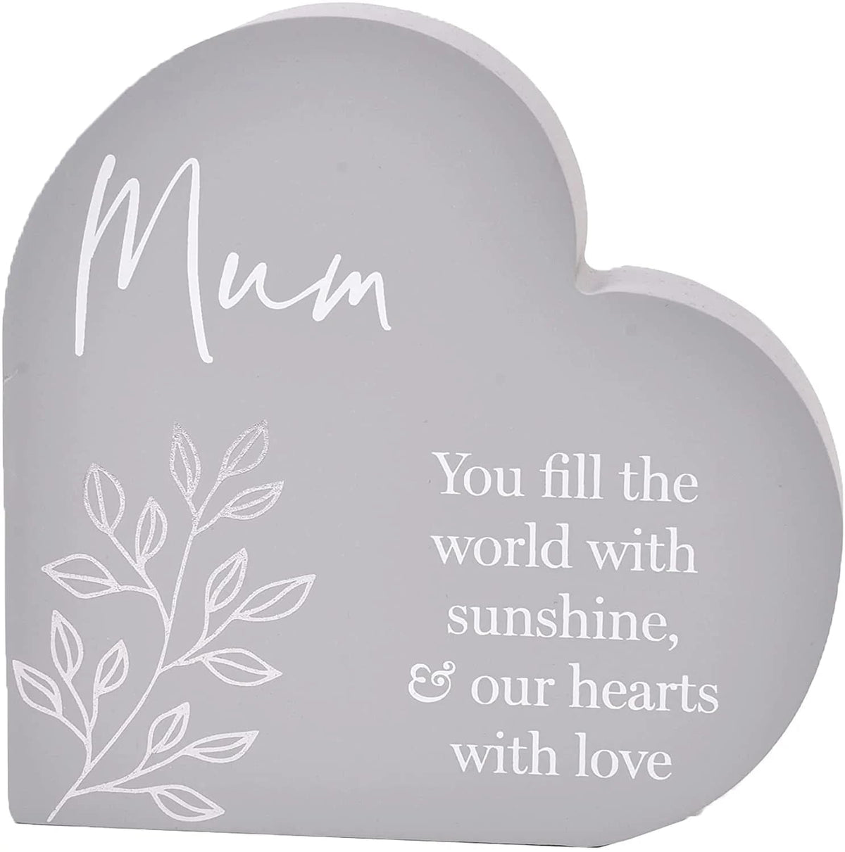 Widdop and Co Grey Heart MDF Plaque - Floral - Mum