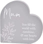 Widdop and Co Grey Heart MDF Plaque - Floral - Mum