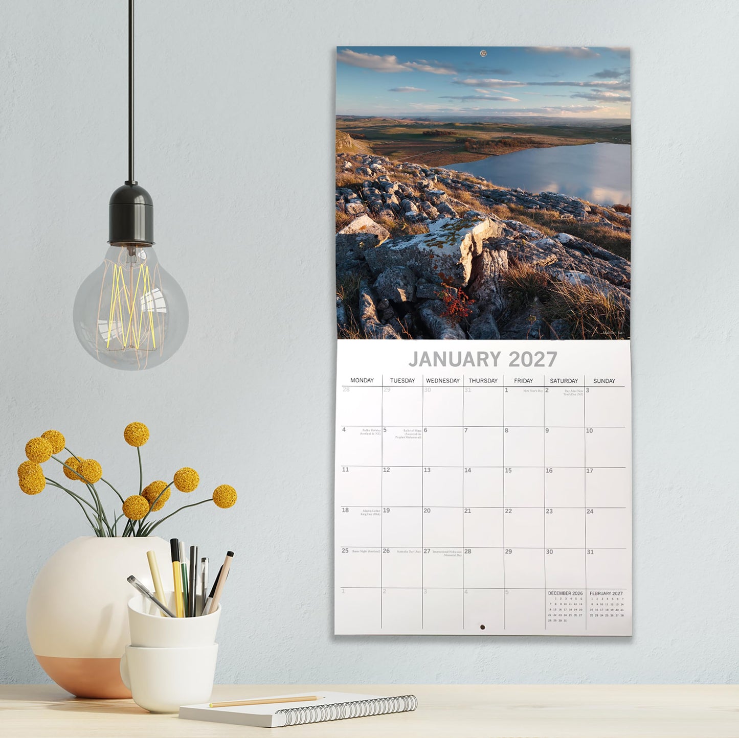 TGSC | Yorkshire 2026-2027 Calendar, 16-Month Square Wall Calendar (Sept 2026-Dec 2027), UK Planner with County Photography, Home or Office Organiser | 30 x 30 cm