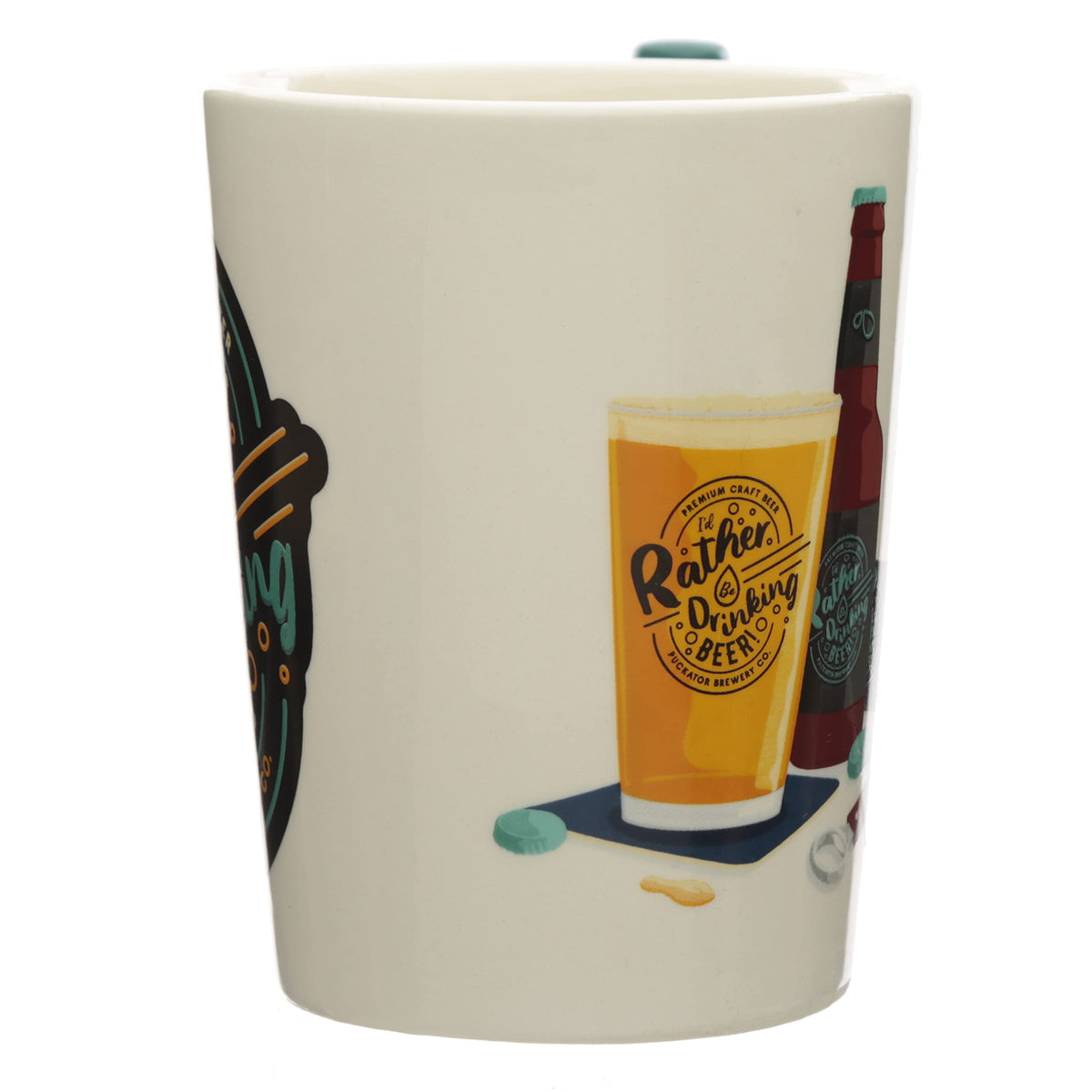 Puckator I'd Rather Be Drinking Beer Ceramic Shaped Handle Tea Coffee Mug - Funny Home Accessories - Cute Gifts for Girlfriend - Large Mugs for Men Women Hot Drinks - Cups Presents Secret Santa Gift