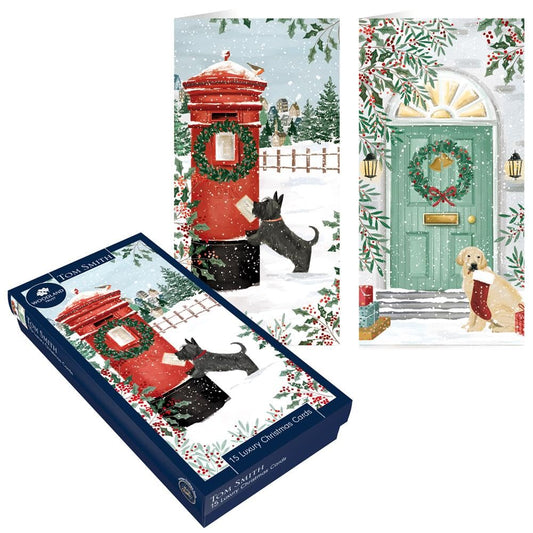 Tom Smith Boxed Christmas Cards Pack - 15 Luxury Xmas Cards with Envelopes and Seals - Recycled Eco Friendly Christmas Card Set