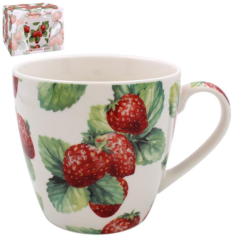 Lesser & Pavey Strawberry Field Large Breakfast Mug | Ceramic Coffee Mugs for Home Or Work | Premium Design Mugs for All Occasions | Lovely Mugs for Tea, Coffee & Hot Drinks