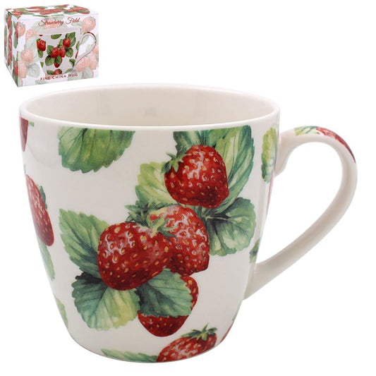 Lesser & Pavey Strawberry Field Large Breakfast Mug | Ceramic Coffee Mugs for Home Or Work | Premium Design Mugs for All Occasions | Lovely Mugs for Tea, Coffee & Hot Drinks