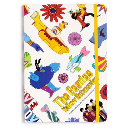 Puckator The Beatles Yellow Submarine White Recycled Paper A5 Notebook - School Teacher Student Homework Study Planner Notepad - Collage University Essentials Journals Planners - Jotter Uni Gifts