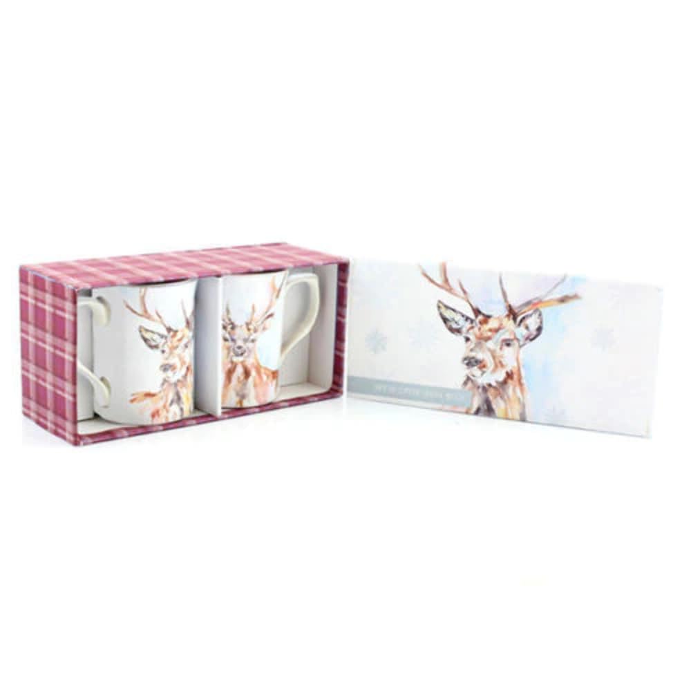 Lesser & Pavey LP92701 Winter Stag Fine China 2 Mug Set