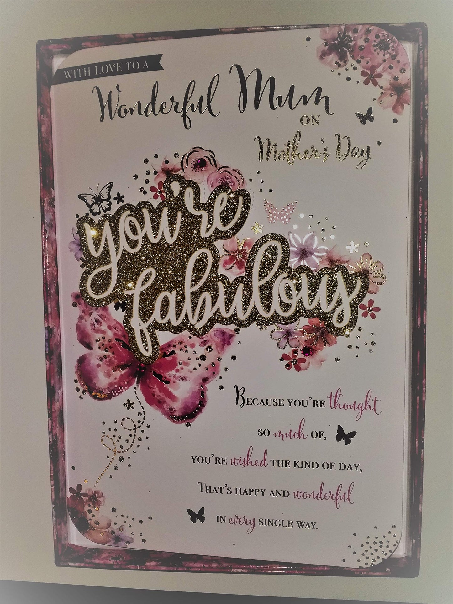 with Love Wonderful Mum on Mothers Day Boxed Card